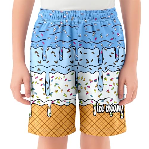 Ice Cream Shorts Boys Waffle Or Icecream Drip Print Baseball Track Shorts Preppy Workout Toddler Soccer Short Pants2