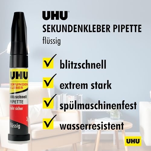 UHU Sekundenkleber blitzschnell PIPETTE CONTROL flüssig 3g