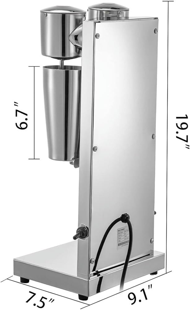 Máquina eléctrica de batido de leche, cabezales dobles de acero inoxidable, capacidad de 800 ml, mezclador de alta velocidad de 18000 RPM para bebidas, batidos, té Boba, uso comercial