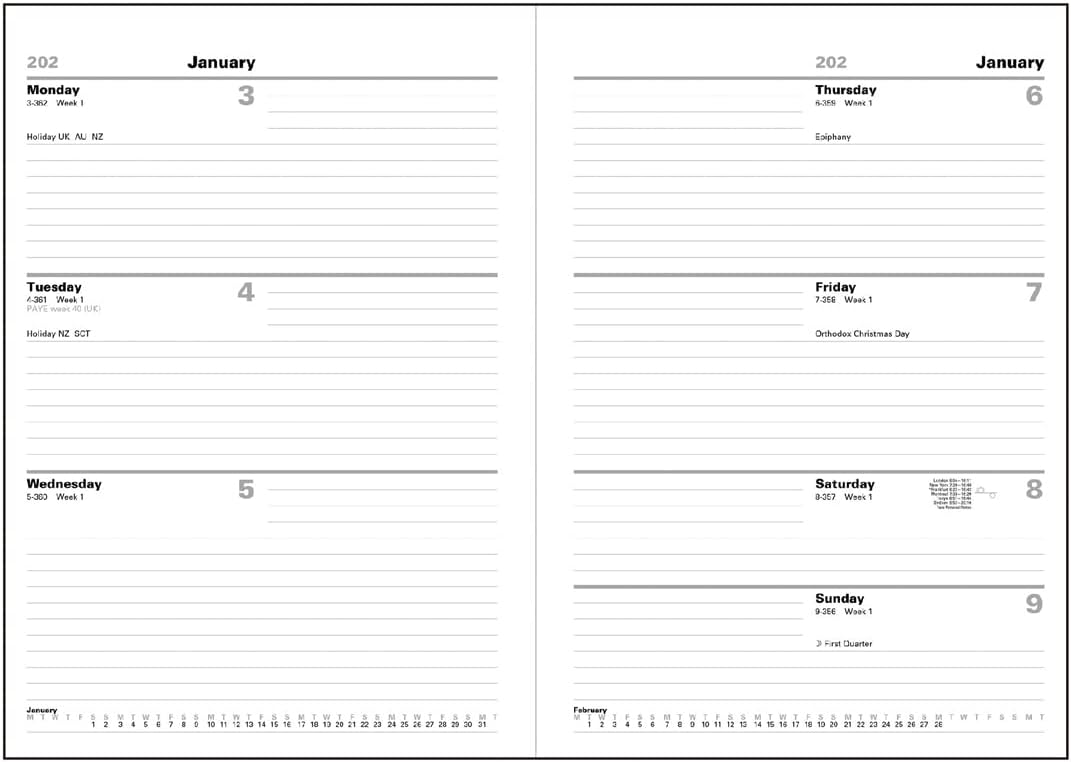 Letts Connoisseur A5 week to view 2024 diary - black