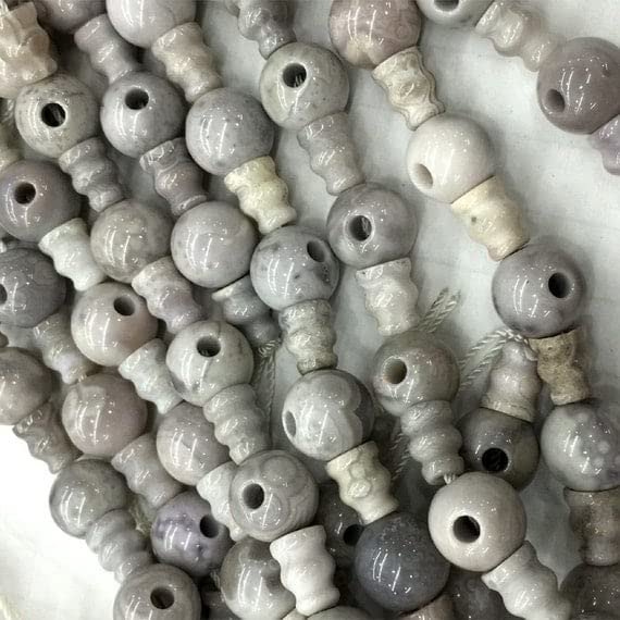 Perles Guru malachite gris blanc de 10mm pour bracelet bouddhiste