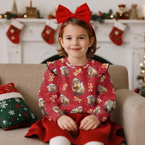 Sweat-shirt de Noël filles pull manches longues décontracté coton col rond enfant