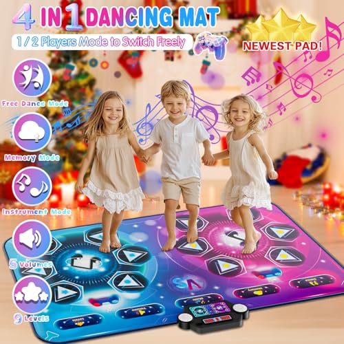 Maysida TW821-1 Upgraded Extra Large Electronic Dance Mats, Dance Pad With Single&Double Players Mode, Dancing Music Playmat With Led Light, Challenge Game As Christmas Birthday Gift For Kids Girls Boys 3-12 Year Old thumb #1