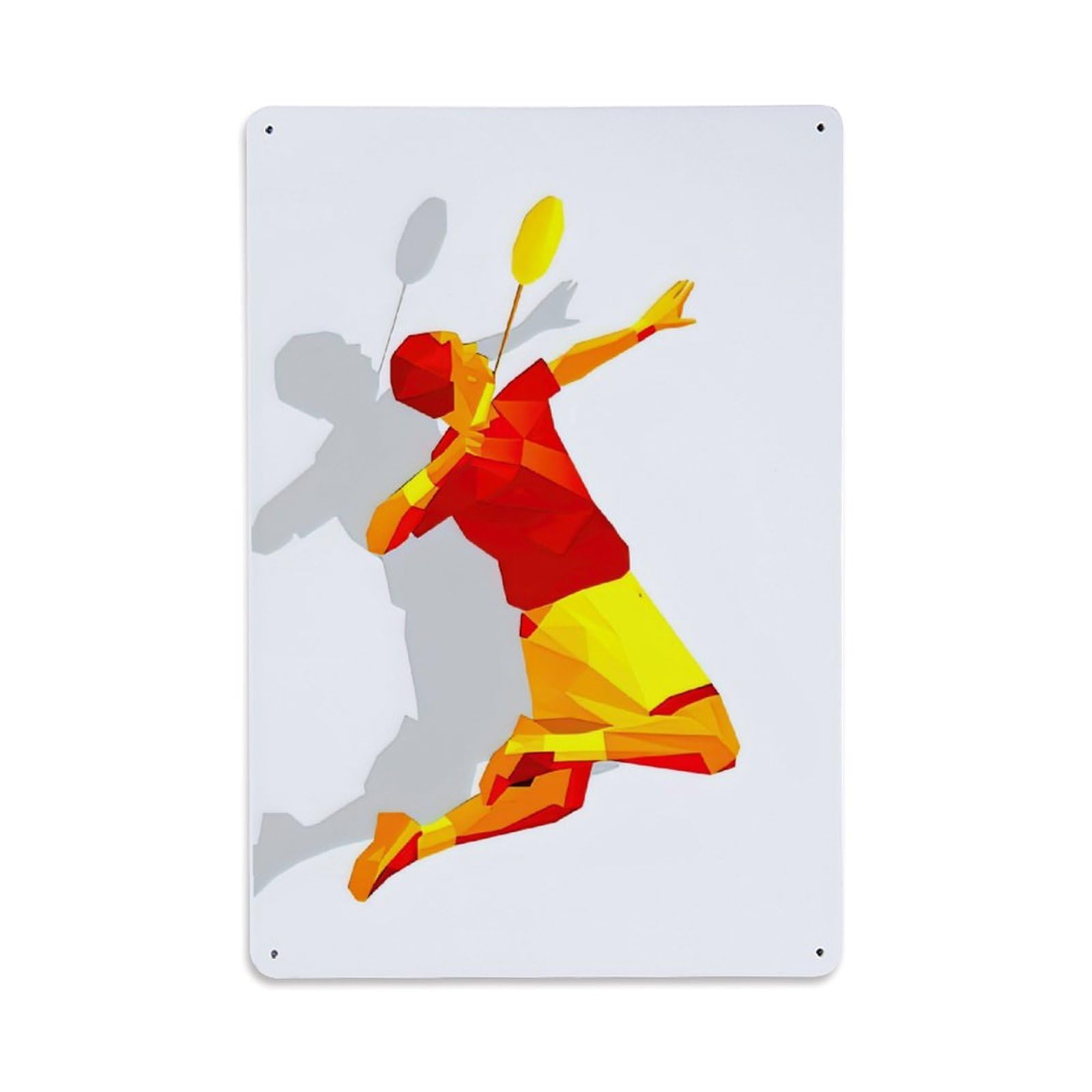 Sports Watercolor Badminton Metal Tin Sign Plaque Wall Decor for Cafe, Club Bar, Office, Home Garden Metal Poster 8x12Inch