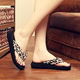 Verschluss: Slip-On XIAMUO Koreanische Version des Sommers fashion flip-flops Frauen flach Flacher Strand sandalen schuhe clip Füße ziehen Hausschuhe, 36 Standardgrößen, Bettwäsche mit Schwarz Leopard
