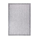 carpet city Teppich Outdoor Wetterfest - Grau - 280x380 cm - Bordüre - Balkon Teppich Wasserabweisend - In-& Outdoor Teppiche für Terrasse, Garten, Küche, Bad oder Wohnzimmer