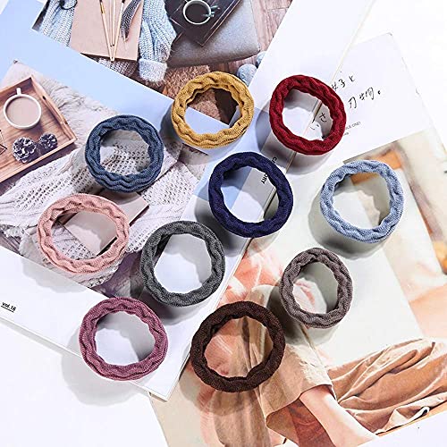 Image of Elina 60 Pcs Fancy Multi Color Elastic Hair Ponytail Holder Thick Soft Cotton Non Slip Tight Stretchable Rubber Bands for School Girls, Kids, Women, Hair tie (Pack of 60)(Dark Multicolors)