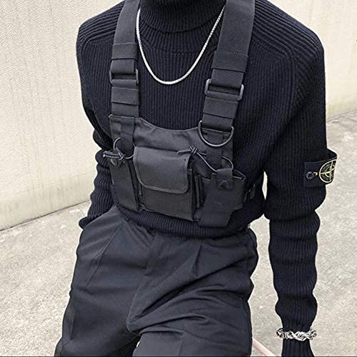 Longzhuo Schoudertassen, tas met voorvak, hiphop, streetwear voor dames en heren, functionele taillepacks, verstelbare zakken, sporttas - Image 4