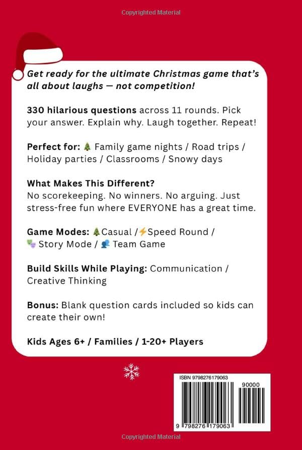 Would You Rather Christmas Game Book for Kids 6+: 330 Hilarious and Silly Questions for Laugh-Out-Loud Family Fun — The Perfect Christmas Gift and Stocking Stuffer for Children image 3