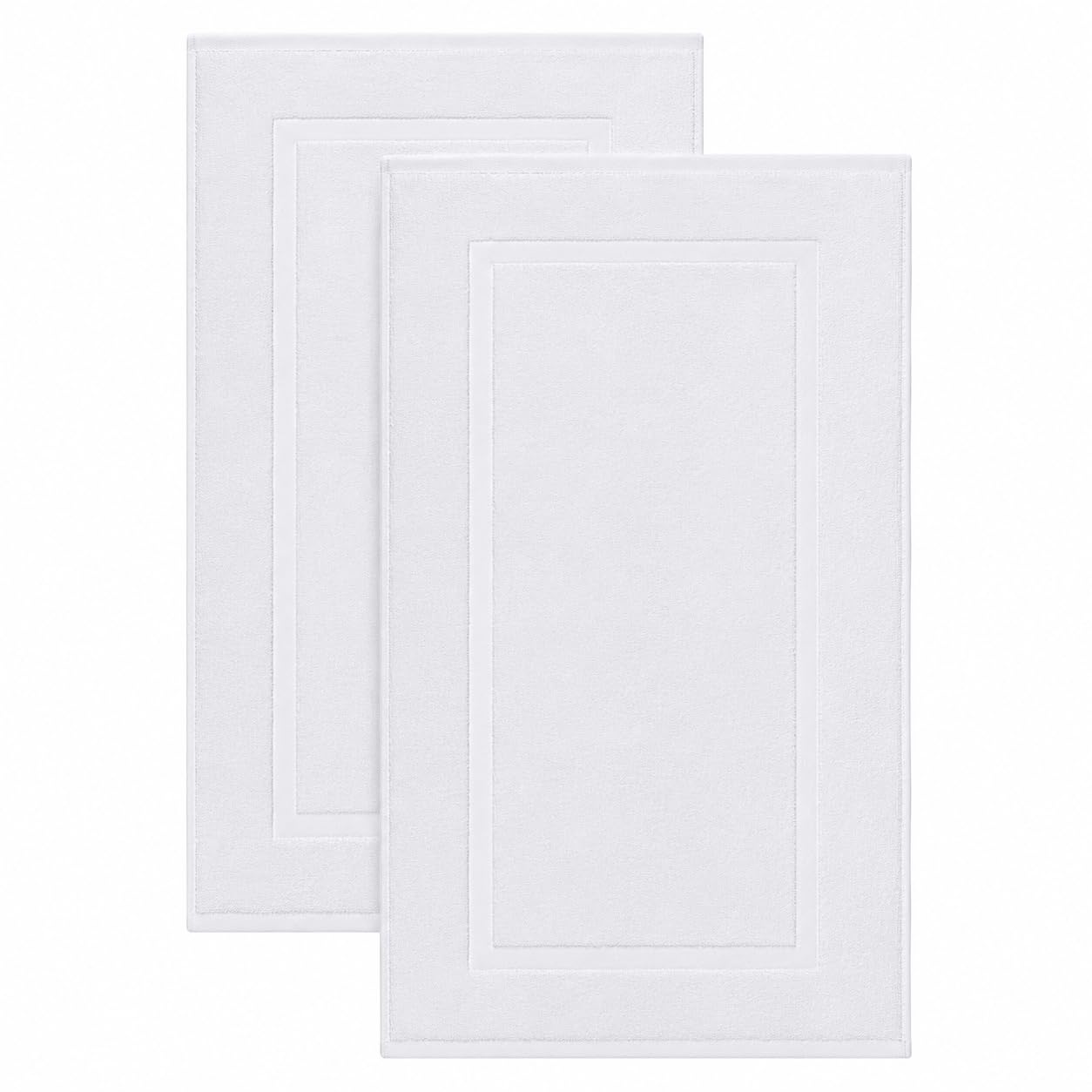 Photo 1 of SALBAKOS 2-Piece 100% Turkish Cotton Bath Mat Towel, 20x34 inch, White