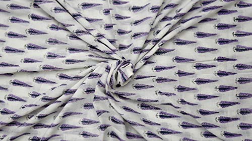 Tissu indien imprimé à la main en coton de 10 mètres pour couture et rideaux ethniques