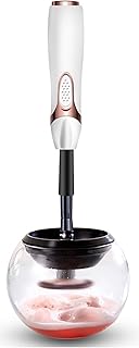 منظف ومجفف منغز لفرش مستحضرات التجميل في ثوان - تنظيف احترافي لفرش مستحضرات التجميل - أداة تنظيف عميق مع تدوير كهربائي 360 درجة و8 أطواق مطاطية لجميع فرش مستحضرات التجميل وتنظيفها