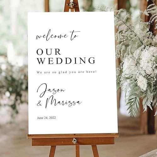 Personalized Welcome to Our Wedding Sign Couple Names Date Minimalist