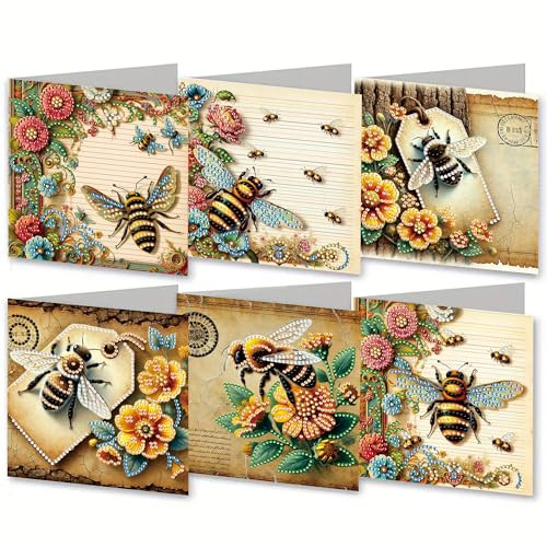 Kit DIY diamant painting carte de voeux abeille pour atelier créatif en famille