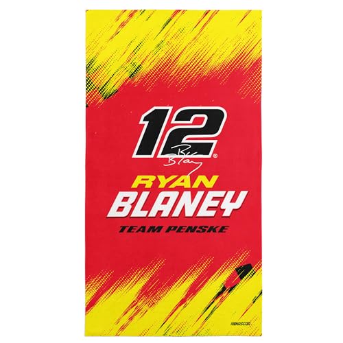 Northwest NASCAR Ryan Blaney Simple Speed Beach Towel, Cotton Blend Lightweight Bath, Pool Swim Travel Fan Gear, 30 x 60 Inch