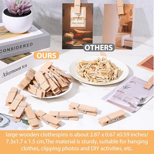 90pcs Large Wooden Clothes Pins,Extra Wide 2.87 Inches Length Wooden Clothespins,Heavy Duty DIY Wood Clips for Hanging Clothes Craft - Thumbnail 6