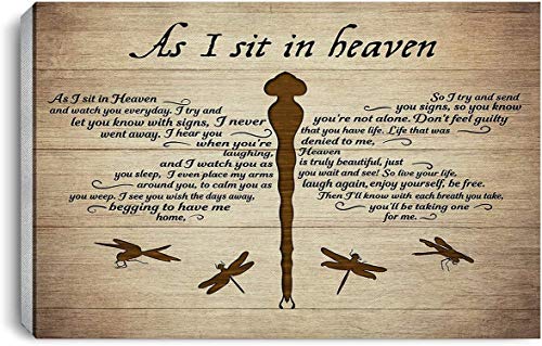 Dragonflies Canvas - As I Sit in Heaven Canvas Wall Art Canvas 0.75 Inch, Home Decor (Size 8x12, 12x18, 16x24, 24x36 Inches)