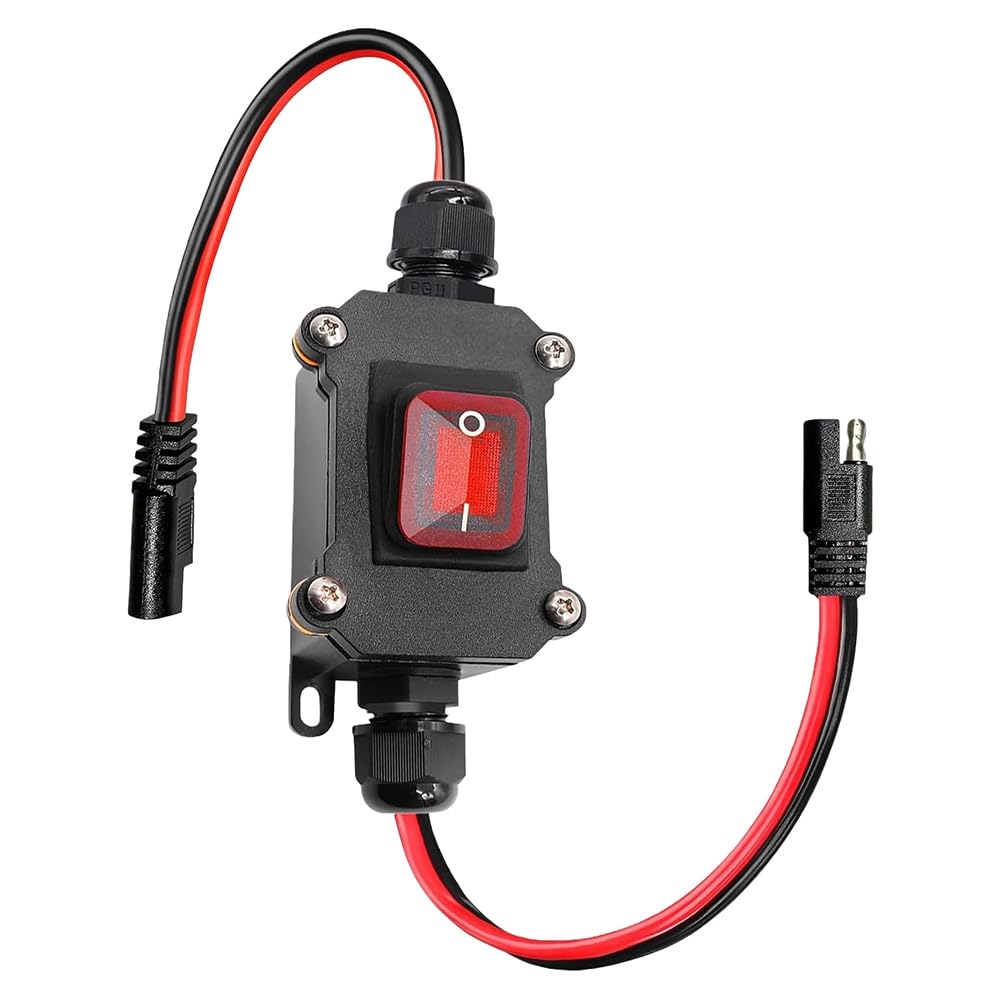 Jnchdghwa As Shown Dc 12V Inline Toggle Switch, 12Awg Sae Cable On/Off Quick Connect Disconnect, Ip67 Waterproof For Solar Panel, Rv