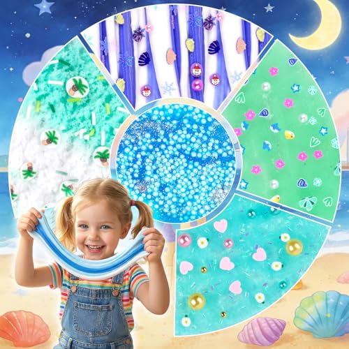 Image of 12 Pack Slimes, Blue Slime Kit, Clear Butter Slimes Cloud Slimes Fluffy DIY Kit for Girls Boys, Slime Party Favors Goodie Bag Easter Basket Stuffers, 4 5 6 7 8 9 10 Year Old Birthday Gift Cute Stuff