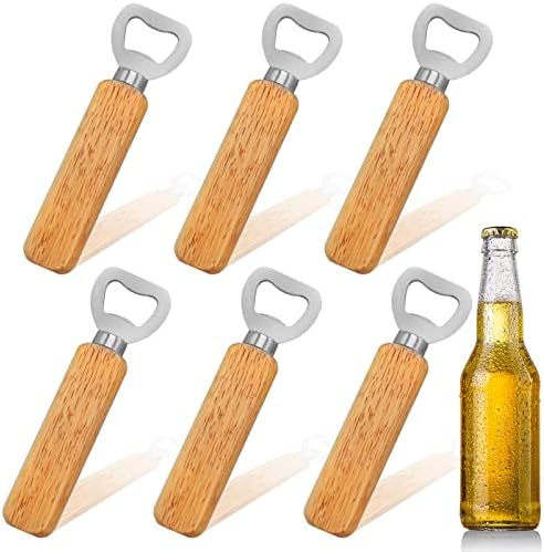 Ksvaye 6 Stück Flaschenöffner Holz Bieröffner mit Holzgriff Kapselheber ...