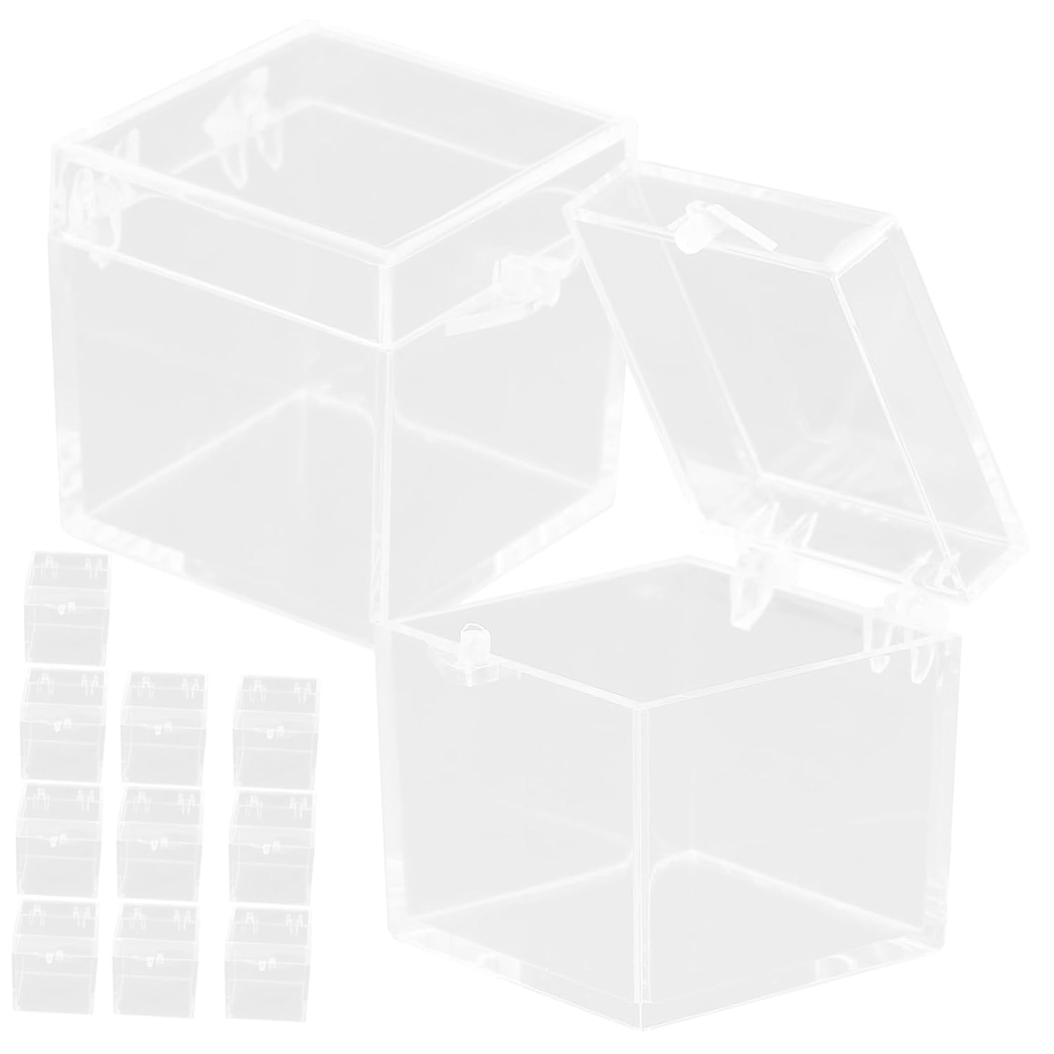 GLEAVI 48pcs Cube Mineral Boxes Stone Specimen Collection Display Boxes Dustproof for Craft Beads