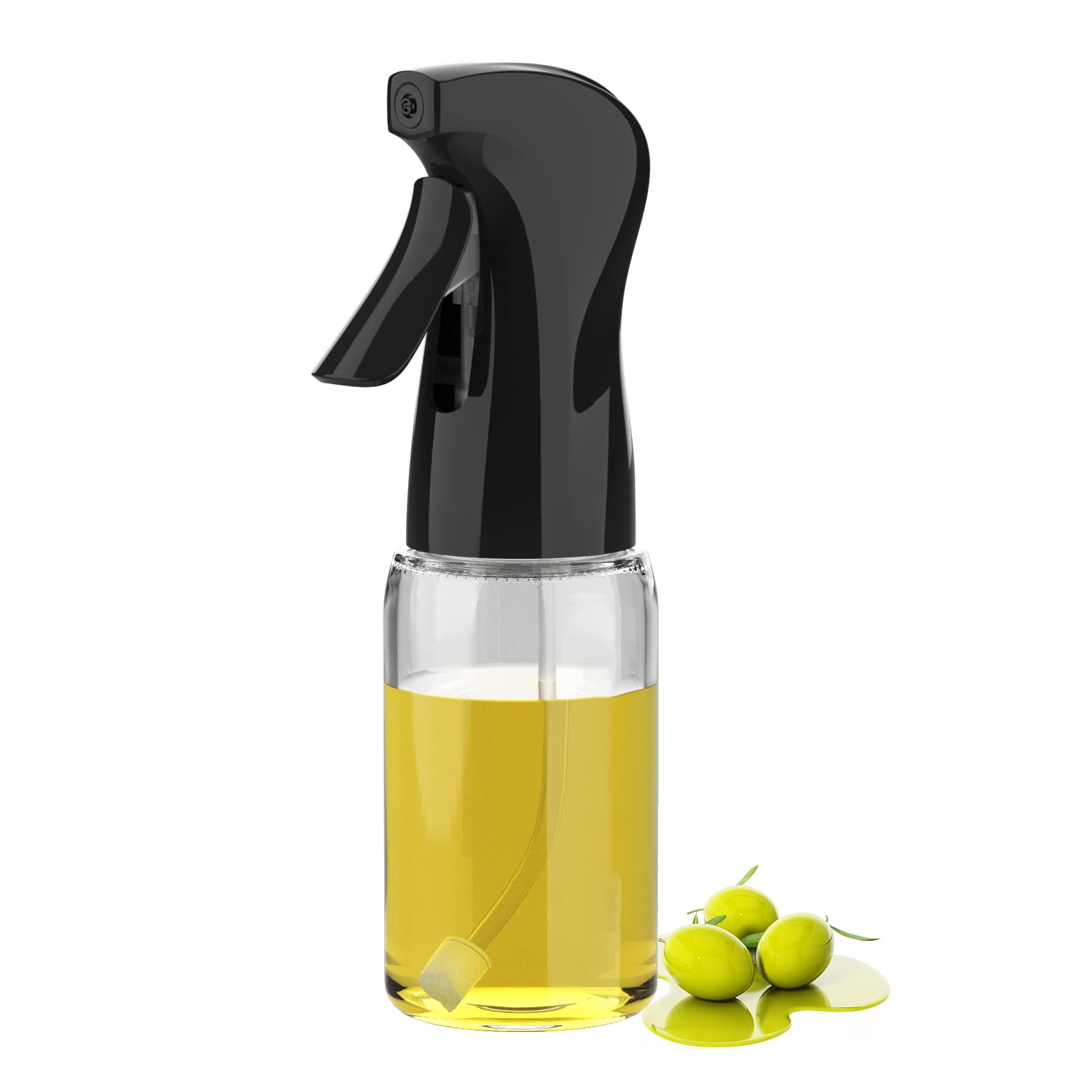 GRIFEMA Pulvérisateur d'Huile à Jet 200 ml en Verre - Distributeur Antigoutte Réglable pour Huile  Vinaigre  Cuisson  Grillades et Friteuse à Air - Nettoyage Facile  Modèle GE2003B (Noir)