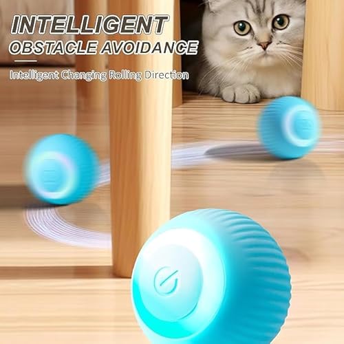 Bola Interativa para Gatos com LED, Brinquedo Eletrônico Automático, giratório 360 AZUL DM SHOPP