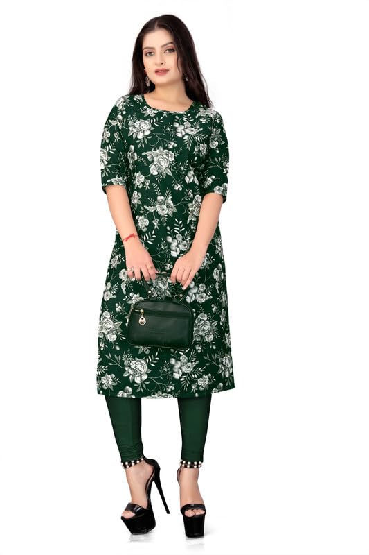 Image of Women's Floral Printed Crepe Knee-Length Kurti Vinod Parent 1