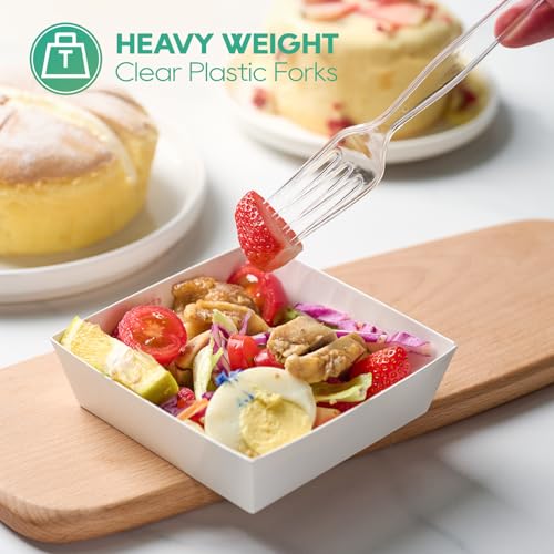 FOCUSLINE 360 Count Clear Plastic Forks Heavy Duty, Solid and Durable Premium Disposable Forks Bulk, Suitable for Catering, Parties, Events and Everyday Use - Thumbnail 3