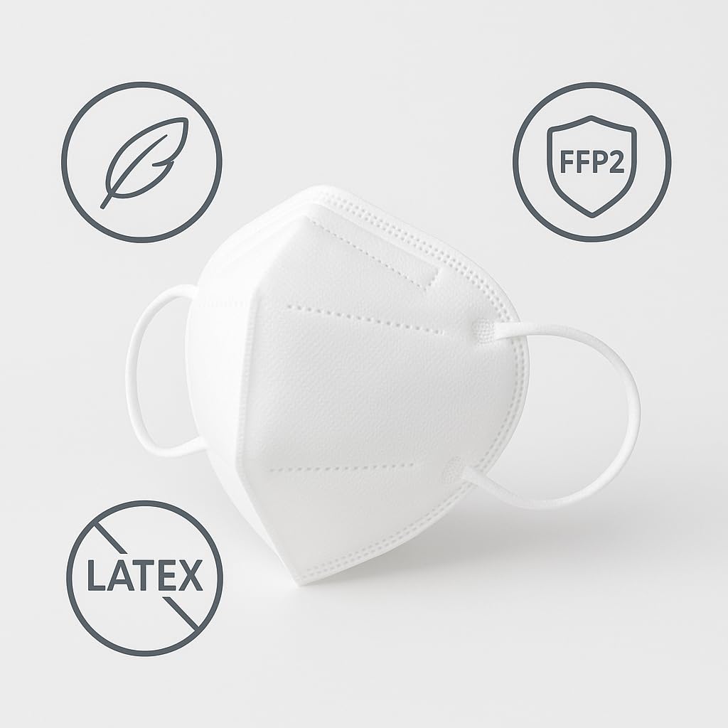 HaseMed FFP2 NR Atemschutzmasken ohne Ventil, Weiß – Einwegmasken mit Ohrschlaufen, latexfrei & ergonomische Passform – hygienisch verpackt