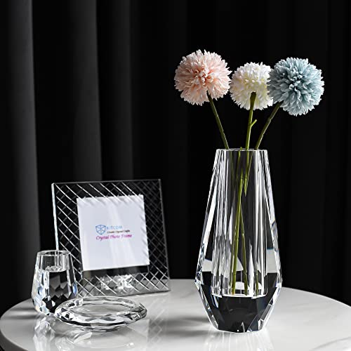 Kitcom Flower Crystal Vase, 8.27 Inches Modern Crystal Vase, Lead-Free Flower Vase, European Crafted For Table, Home Decoration, Wedding Or Luxury Gifts, 8.27 X 3.94 X 3.94 Inches #TOP3