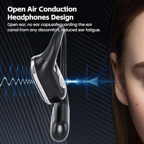 TRAUSI Open Ear Headphones, Wireless Bluetooth Earbuds, 50H Playtime Stereo Ear Buds with ENC Noise Cancelling, IPX7 Waterproof Over Ear Earphones with Earhook for Sports/Running/Gym/Workouts (Black) - Image 6