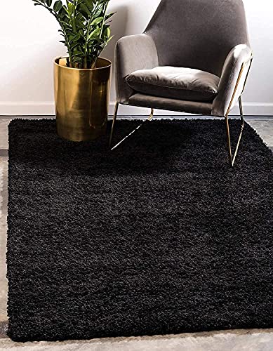 Image of Shaggy Floor Carpets for Living Room, Elegant Bed Side RunnerBedside Carpet, Sofa Area Office Room Carpet,(4x6 Feet, Black)