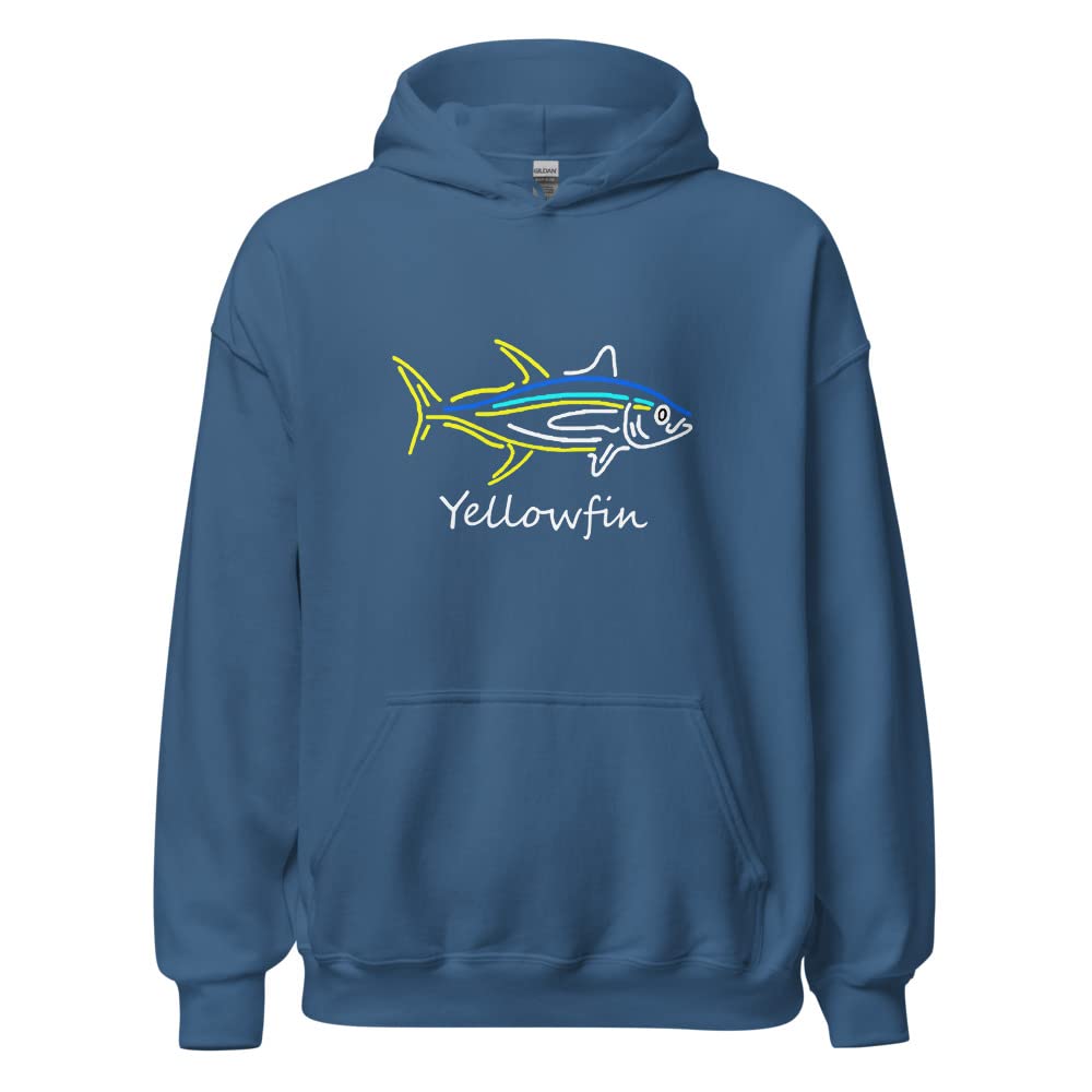 Tuńczyk żółtopłetwy ryba duża gra wędkarstwo słonowodne sporty oceaniczne męska bluza z kapturem indygo