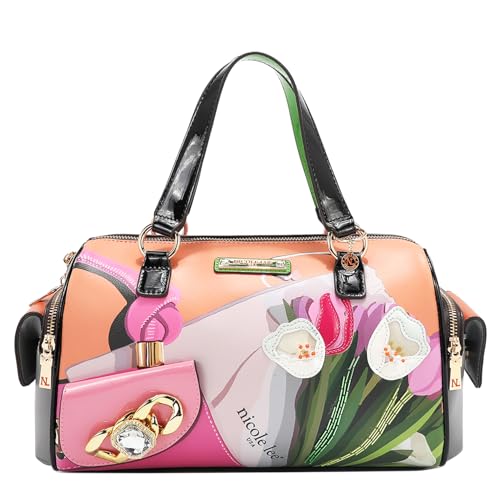 Nicole Lee Violet Blossom Wide Handbag, Vegan Leather