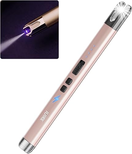 Encendedor de velas eléctrico recargable de arco con doble interruptor de seguridad (1 unidad, gradiente azulverde)