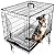 Dog Crate, Dog Cage, Foldable Puppy Crates with Bed, Non-Chew Plastic Removable Tray, Folding 2 Door Crate, Small Size 24-inch (61cm) Black