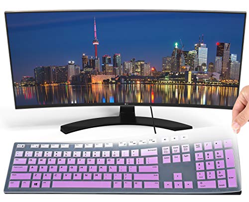 Keyboard Cover for Dell KM636 Wireless Keyboard & KB216 Wired Keyboard, Dell Optiplex 5250 5460 7450 7050 & Inspiron AIO 3475/3670/3477 Desktop Keyboard, Dell KM636 Keyboard Cover - Gradual Purple