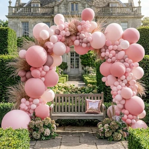 Image of Pastel Pink Balloons Latex Light Baby Pink Balloon Garland Arch Kit Different Sizes for Birthday Baby Shower Winter Bridal Prom Party Decorations