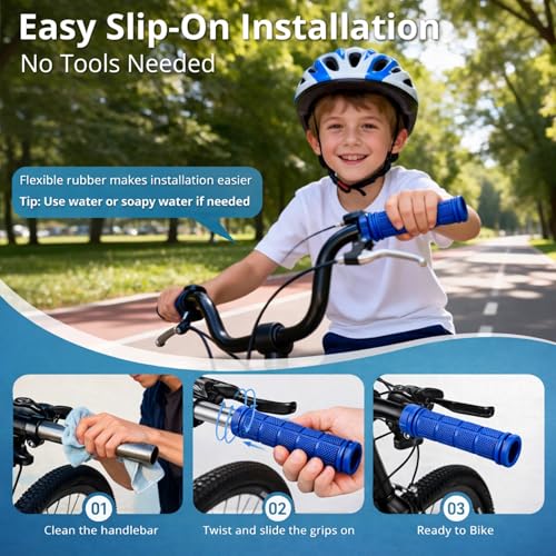 Image of CHUNZEXI 4 PCS Bike Handlebar Grips, Rubber Bicycle Bar Grips Replacement, Non-Slip Handle Grips for Kids Bikes, Scooters, BMX, Mountain & Cruiser Bikes