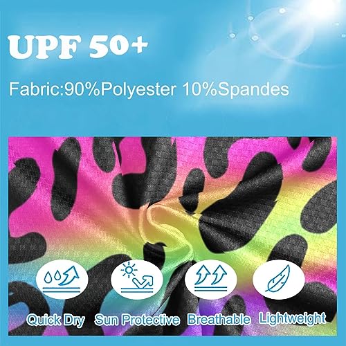 Image of CaTaKu Cheetah Colorful Boys Rash Guard Kids Swim Sun Shirts Long Sleeve UPF 50+ Swimsuit for Boys Girls 11-12