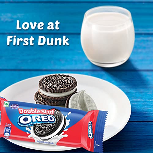 Image of Cadbury Refined Wheat Flour,Sugar,Edible Vegetable Fat, Cocoa Solids (2.3% X ),Invert Sugar ( 500(Ii),503(Ii)), Edible Salt,Emulsifier (322), Vanilla, 75 Gm Oreo Double Stuf Cream Biscuit, 75G