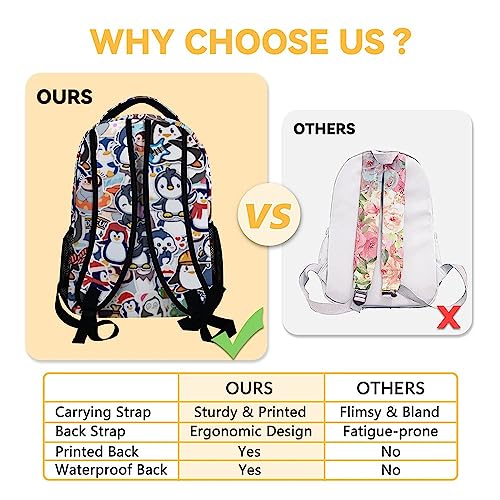 Personalized Cute Penguin Backpack, 16 Inch Animal Theme Bookbag with Adjustable Straps, Durable, Lightweight, Large Capacity, School Backpack for Kids Girls Boys4