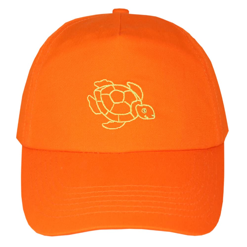 TeddyT's Adult Sea Turtle Embroidered Unisex Baseball Cap (Orange)