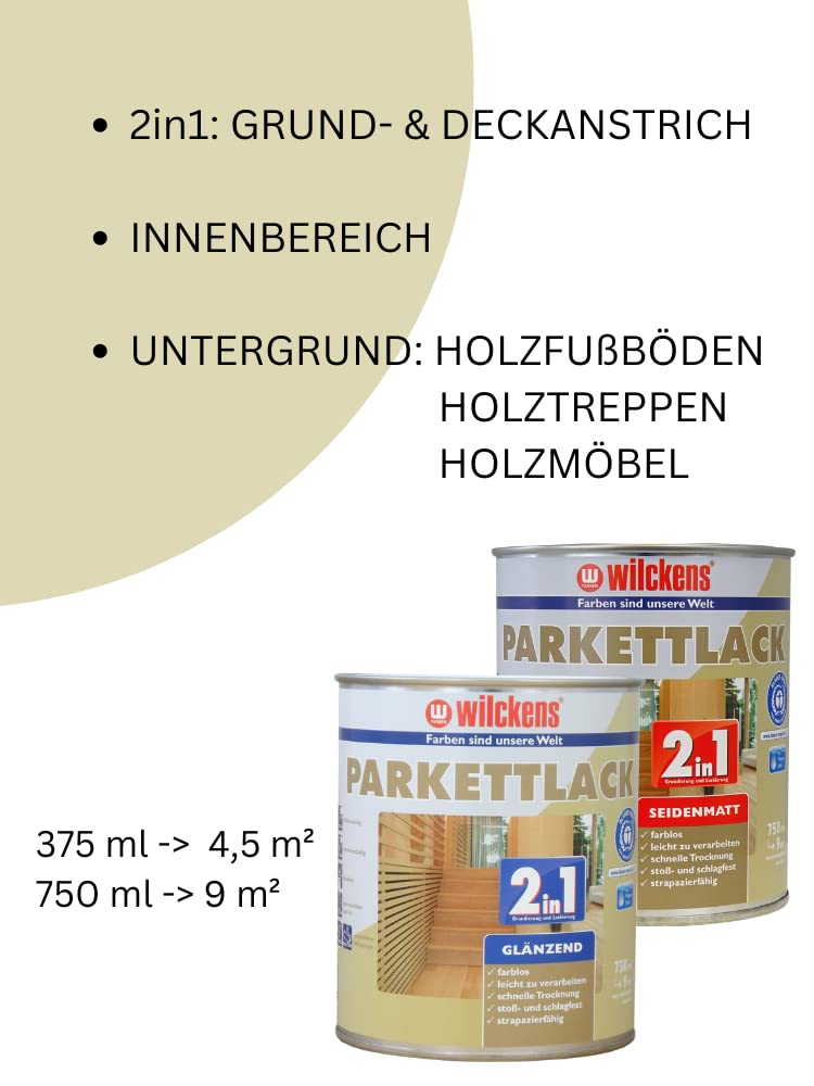 Wilckens 2in1 Parkettlack seidenmatt, 2,5 l, farblos