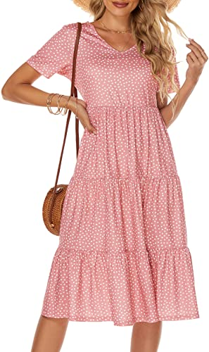 Image of Berydress Women's Casual Summer Tiered Midi Dress 2026 V Neck Boho Sundress