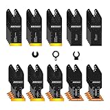 AMZWEI 50PCS Titanium Oscillating Tool Blades, Curved Edge Oscillating Saw Blades for Metal, Wood, Plastic, Quick Release Multi Tool Blades Compatible with Dewalt Milwaukee Ryobi Rockwell Fein