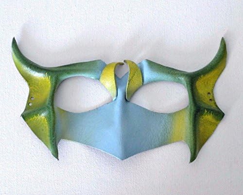 Halloween Mask Blue and Green Owl Mask Leather Animal Mask