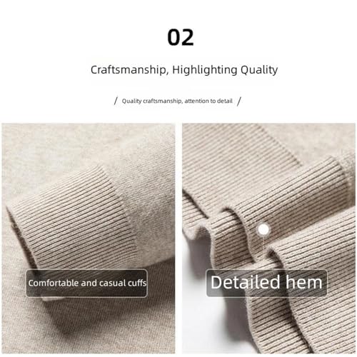 Men's Cashmere Sweater Mock Neck Long Sleeve Sweater Knitted Pullover Slim Fit Warm Sweater4