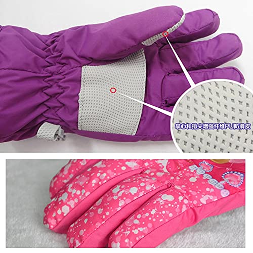 Gants de ski enfants rose M imperméables et coupe-vent UKKO